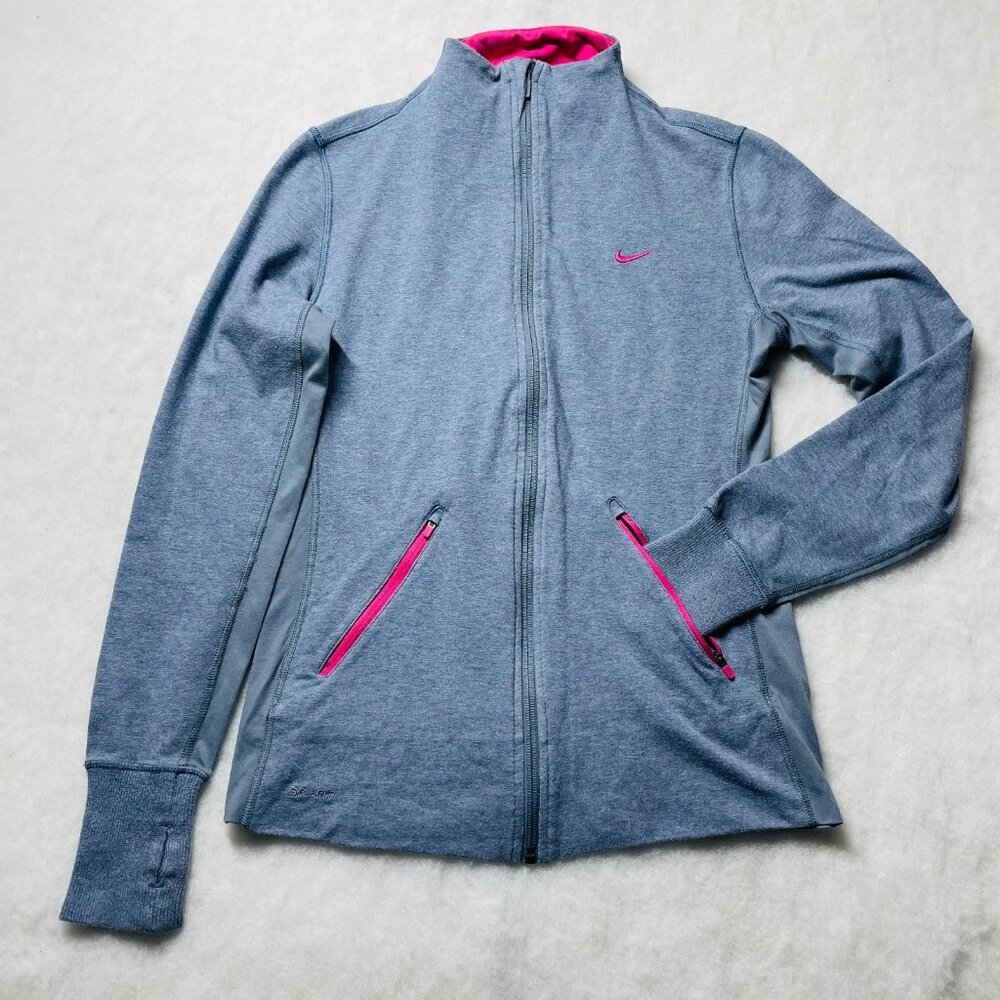 Nike Dri Fit Womens Blue Long Sleeve Performance Full-Zip Athletic Jacket Size M